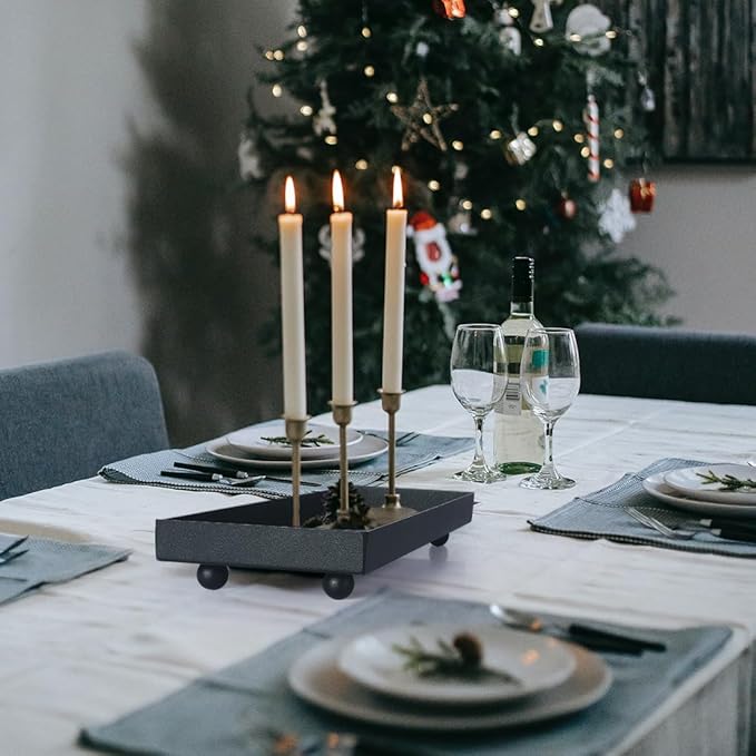 Rectangle Black Matte Metal Tray, Suit for Candle Holder, Vanity Decor Projects, Bathroom Toilet Tank Tray, Perfume or Jewelry Storage, and Coffee Table Centerpiece-Mini