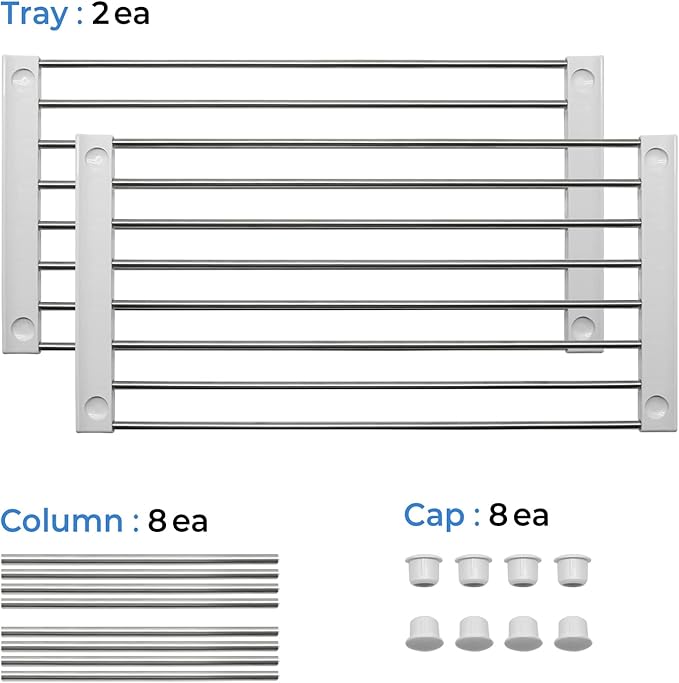 carrotez Cabinet Organizer Shelf, Set of 2 Stackable Kitchen Counter Shelves, Kitchen Cabinet Organizers and Storage, Pantry Storage Shelf Organizer, 15.7 x 7.8 x 6.1 - White