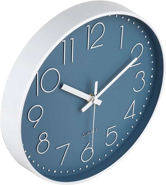 jomparis Large Wall Clock Decor for Pool Patio Home Bedroom Living Room (Blue 13.5 Inch)