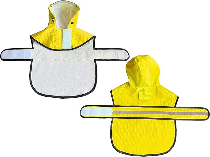 Dog Raincoat Waterproof Reflective Slicker - Lightweight Breathable Hooded Poncho Rain Coat Jacket with Adjustable Belly Strap and Leash Hole for Small Medium Large Dogs (Yellow, X-Small)