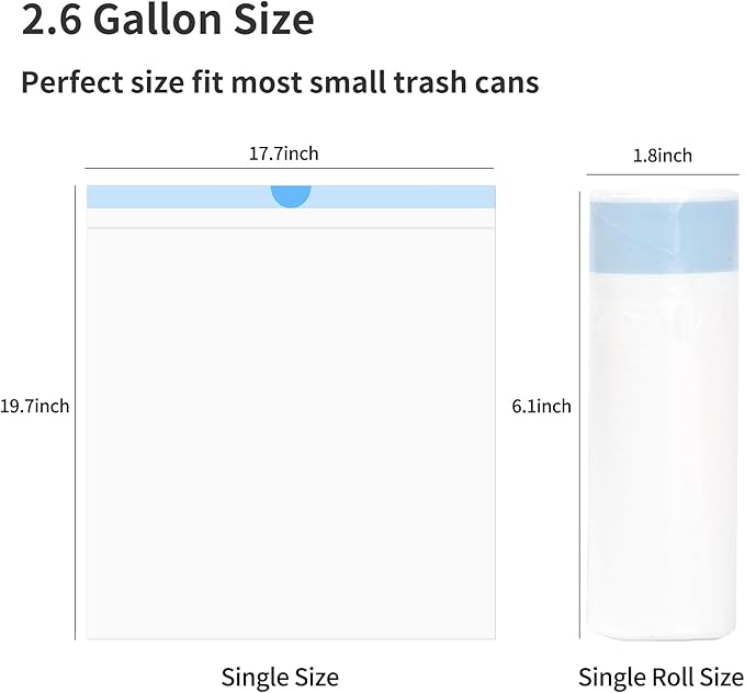 DOEL 60 Count Drawstring Cat Litter Bags for Most Auto Self-Cleaning Litter Box, Cat Litter Box Liners, Replaced Pet Waste Bags, 17.7"x19.7", White Blue (4 Rolls)