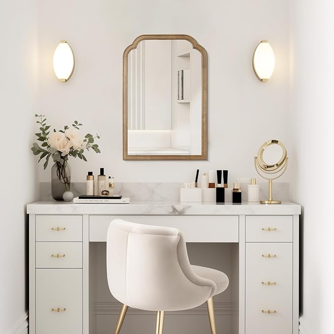 WallBeyond Wood Bathroom Mirrors for Wall Mounted, 20" x 30" Rustic Wood Frame Wall Mirrors Decorative for Living Room or Bedroom Vanity Mirror, Honey-Colored