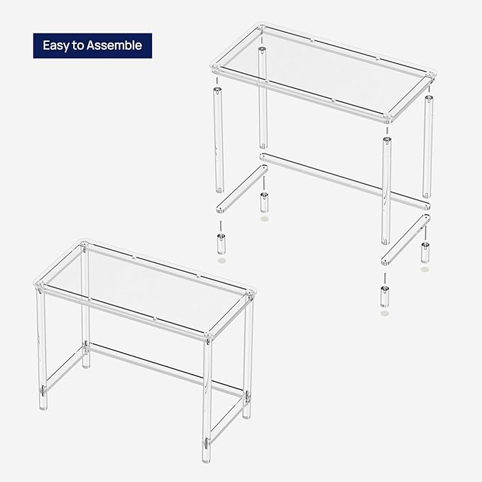 HMYHUM Acrylic Computer Desk, 40 Inch Clear Home Office Desk for Laptop, Study, Writing, Vanity Table with Cylindrical Legs, Modern, Easy Assembly
