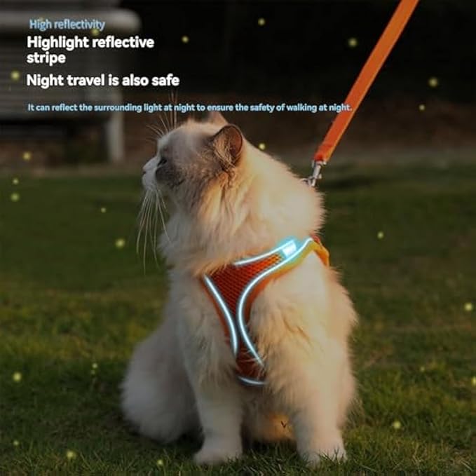 Stimulicat Cat Harness, Stimuli Cat Harness Design for Outdoor Cats, Adjustable Soft Mesh Vest Harness Escape Proof with Reflective Safety Strips, Allowing Cats to Safe (Lattice-Green, S)