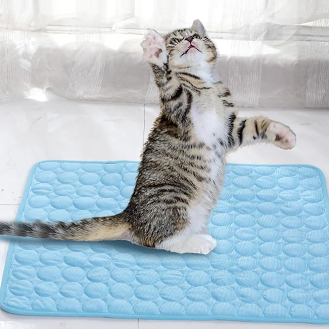 Kittra Cooling Mat for Cats Dogs, 3 Layer System Instant Cool Non Slip Kittra Pad, Washable Cooling Bed for Cats, Protect Your Cat from Silent Heat Danger (Brown,S: 20" x 15.7")