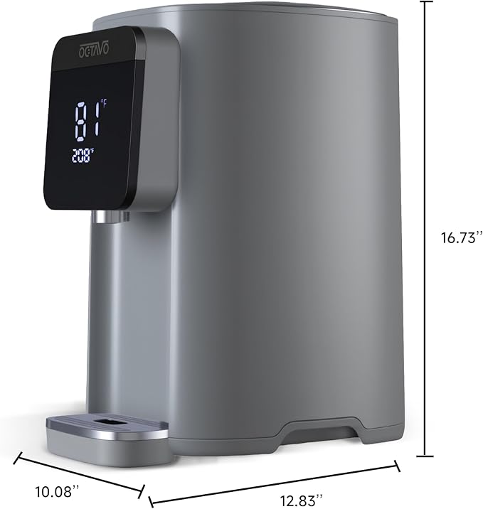 OCTAVO Water Boiler & Warmer 5 Liter, 304 Stainless Steel Water Tank, 700 Watt 6 Adjustable Water Temperature, LCD Touch Control Screen, Child Lock with Water Shortage Indicator