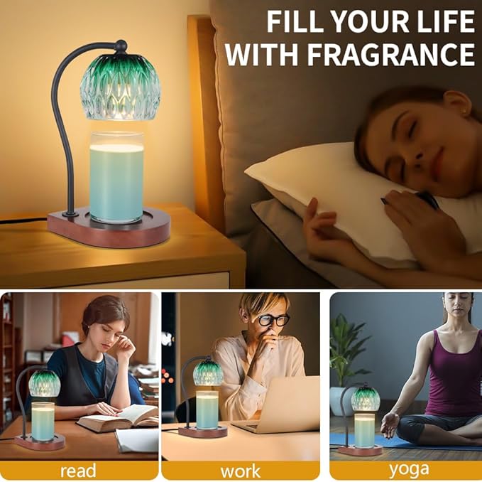 Dimmable Candle Warmer Lamp with Timer for Scented Jar Candles Electric Candle Wax Melt Warmer Suitable for Bedroom New Home Decor Christmas Birthday Gifts for Women Mom(with 2 Bulbs)