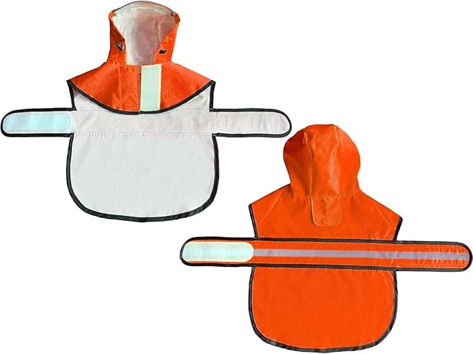 Dog Raincoat Waterproof Reflective Slicker - Lightweight Breathable Hooded Poncho Rain Coat Jacket with Adjustable Belly Strap and Leash Hole for Small Medium Large Dogs (Orange, X-Small)