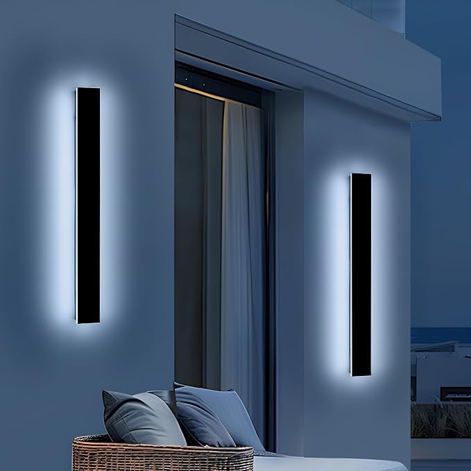 2 Pack 39.3inch Exterior Wall Light Fixture, Long Outdoor Modern Led Wall Lights, 6000K Cold White, 36W, IP65 Waterproof Linear Outside Porch Lighting for House, Garage, Fence, Garden