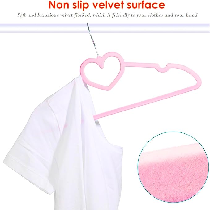 Pink Velvet Hangers 50 Pack, 16" Non Slip Adult Hangers, Slim Clothes Hanger with 360 Degree Swivel Hook - Durable & Cute