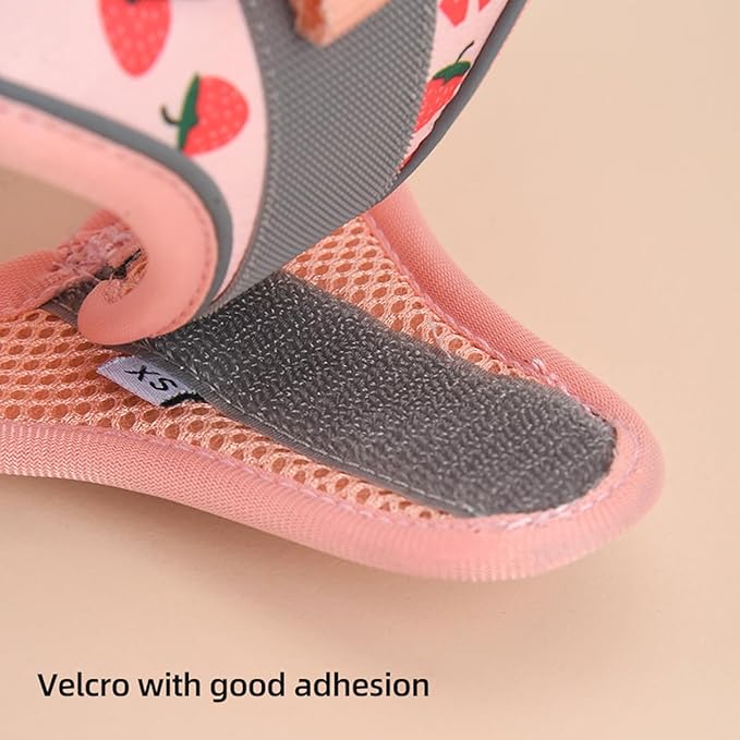 Step in Dog Harness and Leash Set, Flower Adjustable Easy Walk Puppy Harnesses, Soft Mesh No Pull Pet Vest Harness for Small Medium Dogs(Strawberry, S)