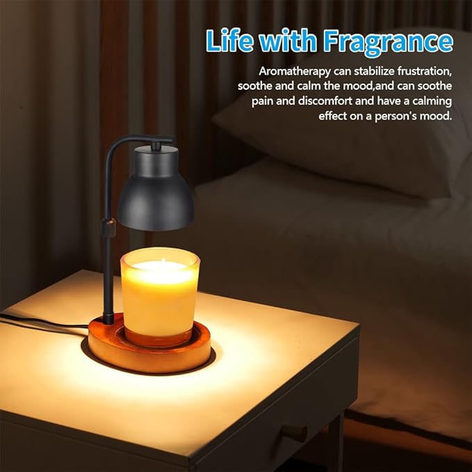 Dimmable Candle Warmer Lamp Adjustable Height Electric Wax Melt Warmer for Jar Scented Candles Suitable for Home Office Decor Birthday Gifts for Women Mom Grandma(with 2 Bulbs)