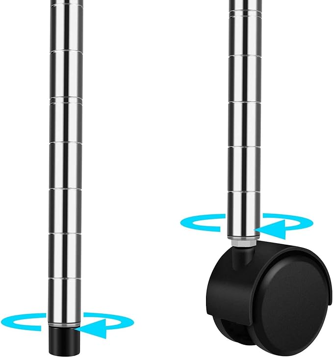 HealSmart Heavy Duty 5-Shelf Storage Shelves, 1750Lb Loading Capacity, 35.43" W x 17.72" D x 70.87" H Adjustable Shelving Unit with Wheels, Chrome