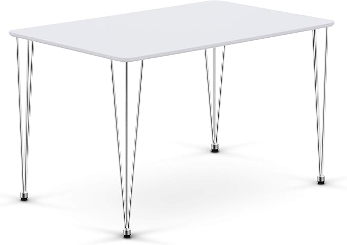 ivinta Small White Dining Table for 4, 47.5" Modern Rectangular Kitchen Table with Metal Legs for Dining Room Living Room, Lilac (White)