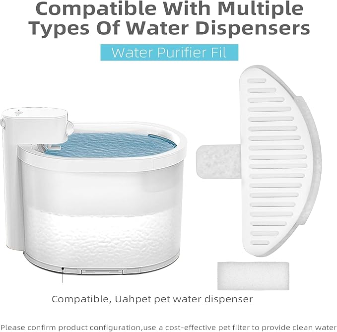 6 Pack Cat Water fountain filter Compatible with 67oz/2L Cat Water Fountain (6 Filters+12 Sponges)