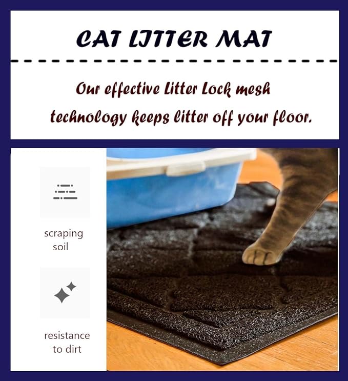 Cat Litter Mat, XL Size 47"X36" Litter Mat, Durable Trapping Rug, Non-Slip and Waterproof, Easy to Clean,Traps Litter from Litter Box(Extra Large Gray Khaki)