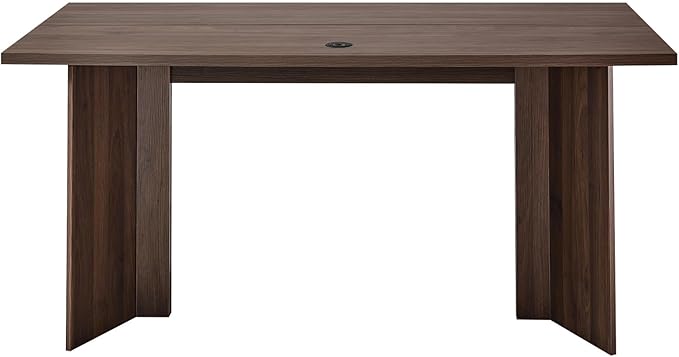 VEVOR 63 in Executive Desk, Large Modern Rectangle Office Table, Heavy Duty Wooden Executive Table with Cable Connection Hole, 250 LBS Load Capacity, Easy Assembly, for Work Study Writing, Walnut