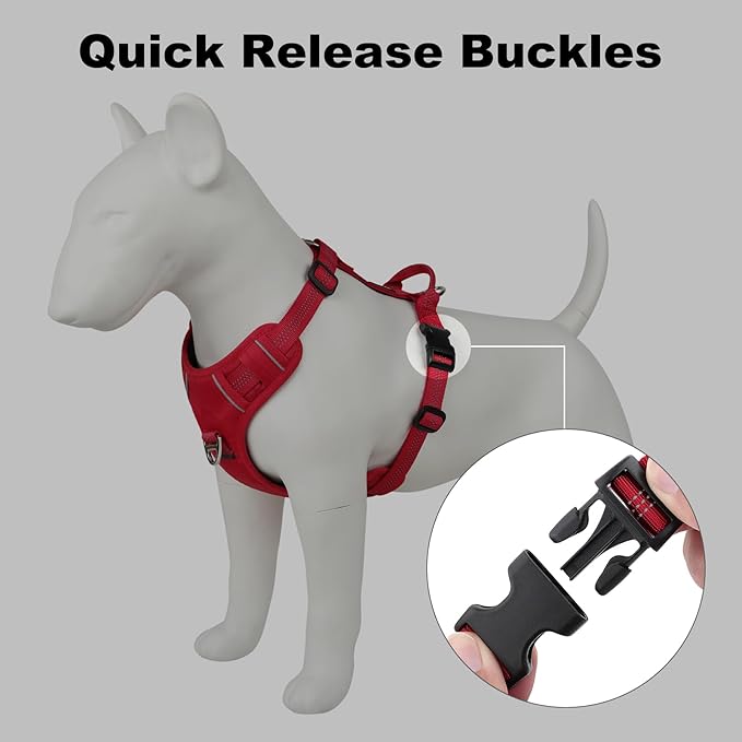 Plutus Pet No Pull Dog Harness, Reflective Adjustable Dog Vest Harness with Handle, Escape Proof, Soft Padded for Small Medium Large Dogs (Red, XL)
