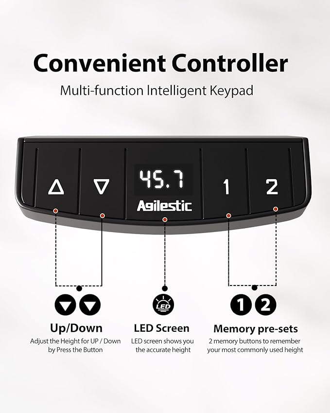 Electric Height Adjustable Standing Desk with Power Outlet and LED Light Strip, Sit to Stand, Ergonomic 48x24" Rising Desk with Memory Presets, Home Office Workstation, Computer Gaming Table, Brown