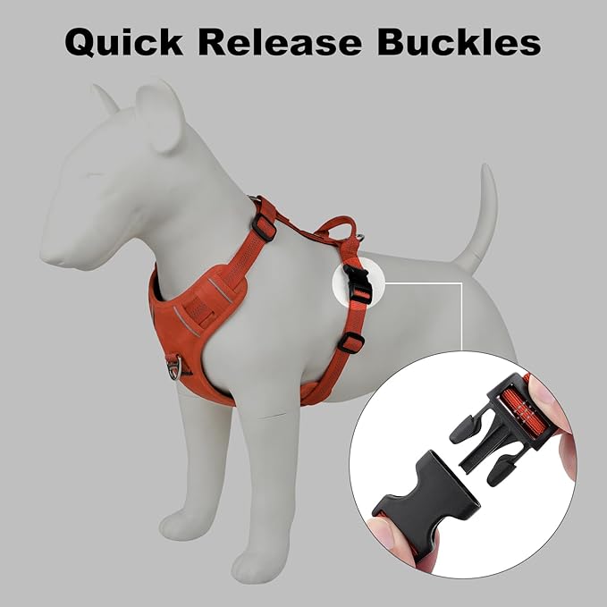 Plutus Pet No Pull Dog Harness, Reflective Adjustable Dog Vest Harness with Handle, Escape Proof, Soft Padded for Small Medium Large Dogs (Orange, M)