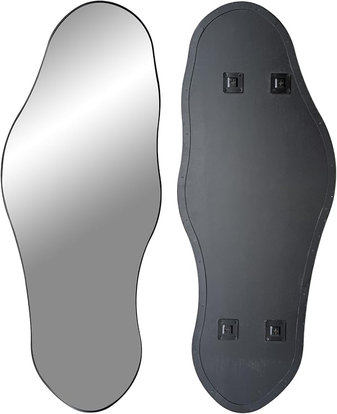 Large Irregular Mirror, 55"x22" Asymmetrical Wall Mirrors with Metal Frame, Big Abstract Mirror Decorative, Modern Unique Shaped Mirrors for Living Room Bathroom Bedroom Hallway Entryway