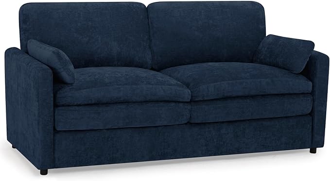 69” Chenille Loveseat Sofa w/Arm Pillows, Upholstered 2-Seater Sofa w/Comfortable Back Cushions, Modern 2 Seats Couch w/High-Density Foam for Living Room, Apartment, Office, Blue