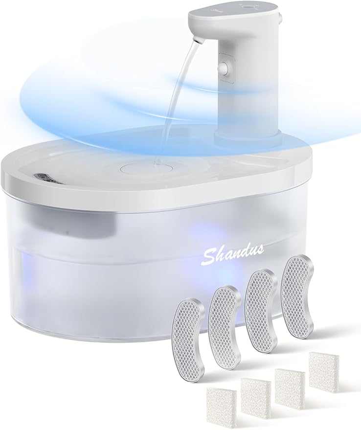 Wireless Cat Fountain, 5000mAh Battery Operated Cat Water Fountain, 101oz/3.2L Rechargeable Automatic Pet Drinking Fountain for Cats Dogs Indoor Outdoor, Ultra Quiet with Replacement Filters
