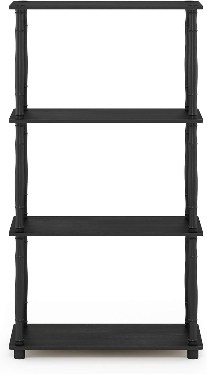 Furinno Turn-N-Tube 4-Tier Multipurpose Shelf Display Rack, Classic Tubes, Americano/Black