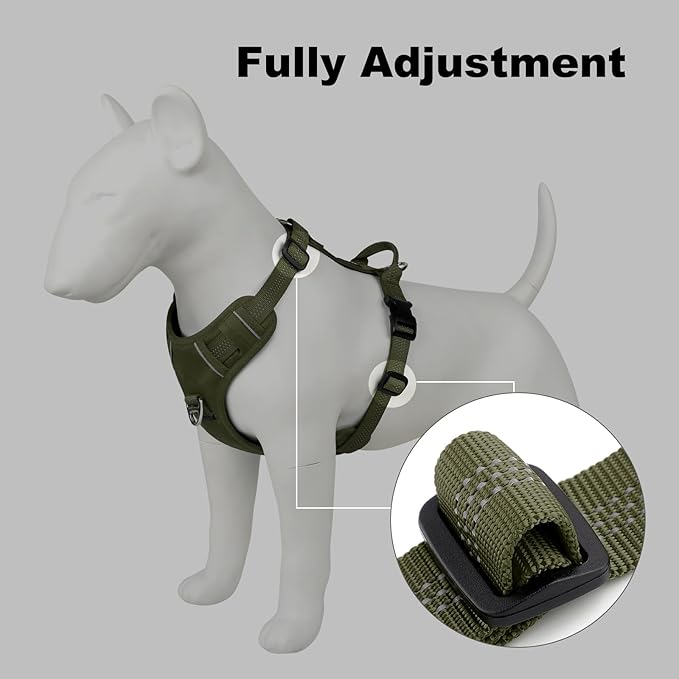 Plutus Pet No Pull Dog Harness, Reflective Adjustable Dog Vest Harness with Handle, Escape Proof, Soft Padded for Small Medium Large Dogs (Ranger Green, XS)
