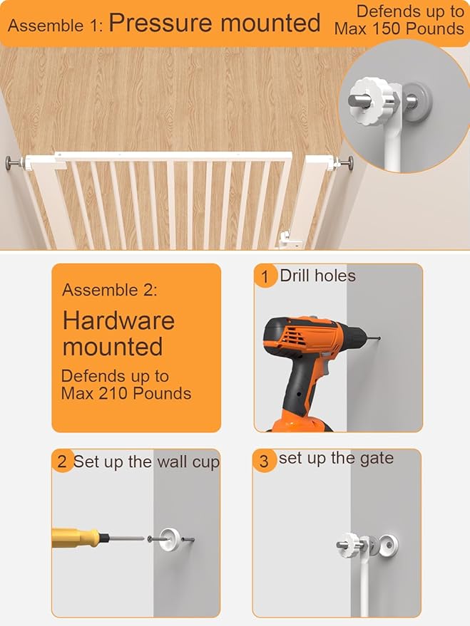 71" Extra Tall Cat Gate 29.5-40.6 Wide Pet gate with Small Cat Door,Pet Gate NO Drilling Pressure Mount Kit for Cats and Dogs Indoor Doorways liveing Room Bedroom