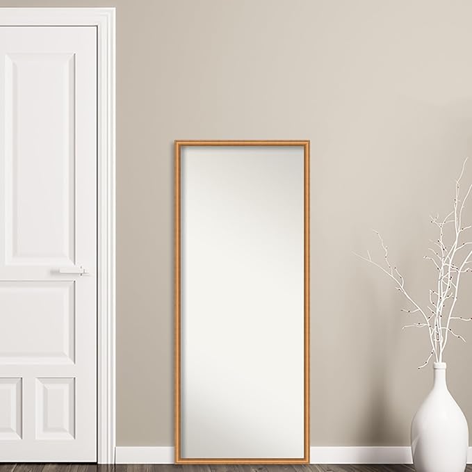 Amanti Art Bronze Full Length Mirror, 62x26 Salon Scoop Copper Tall Free Standing Body Wall Mirror Full Length for Dressing, Casual Wood Frame, Lean on Floor or Hang, Wall Decor