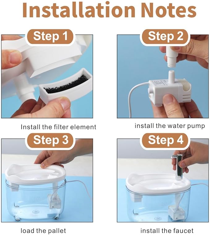 Cat Water Fountain - Automatic 50oz Pet Water Fountain for Cats Kitten Dogs, Pet Water Dispenser for Drinking with Silent Pump (Clear & White)