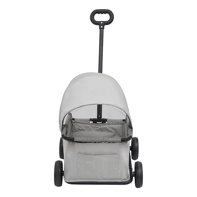 Small Dog Stroller, Pet Stroller for Shopping Walking, 4 Wheels Folding Dog Cart, for Cats/Dogs Weighing Less Than 15.43 Pounds (Grey)