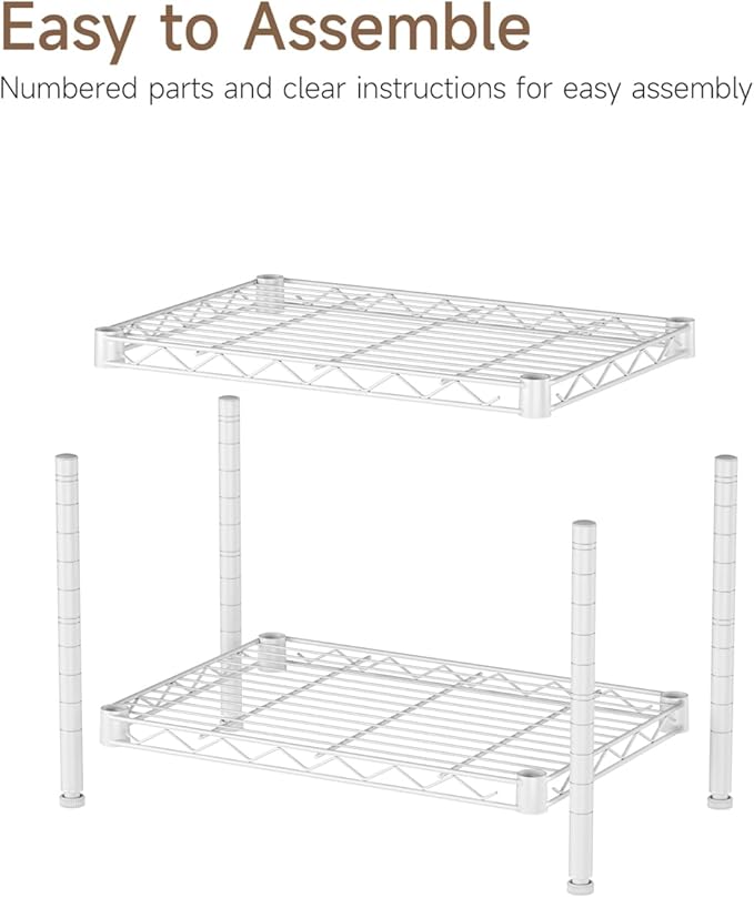 Small 2 Tier Shelves Storage Wire Shelving Unit Metal Shelf Adjustable Organizers Storage Shelving for Bathroom Laundry Room Kitchen Pantry12”D x 18”W x 12.2”H White