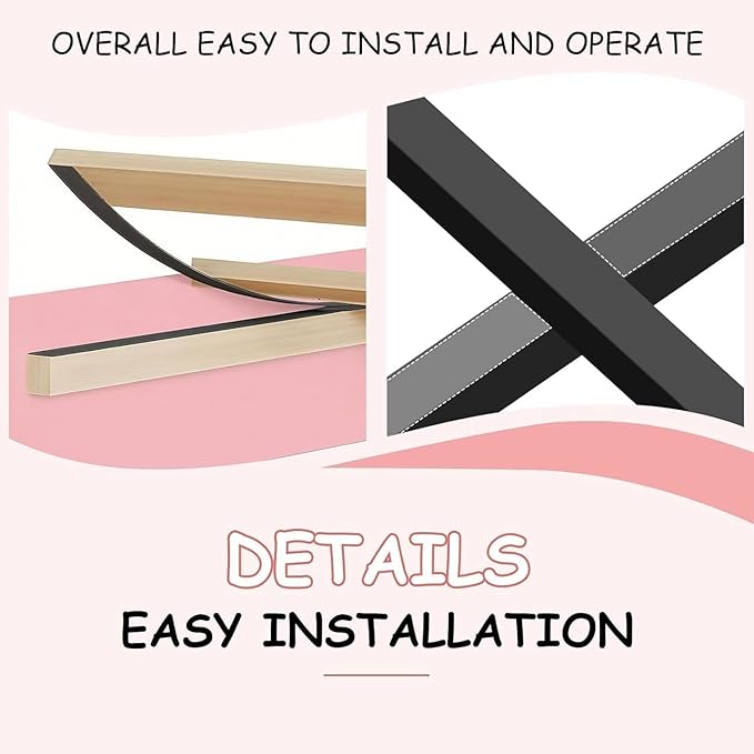 BarnFurin Twin Bed Frame with LED Lights, Twin Size Bed Frame with Cloud Headboard LED Lights, Cloud Bed with Headboard for Kids, No Box Spring Required, Easy Assembly, Pink