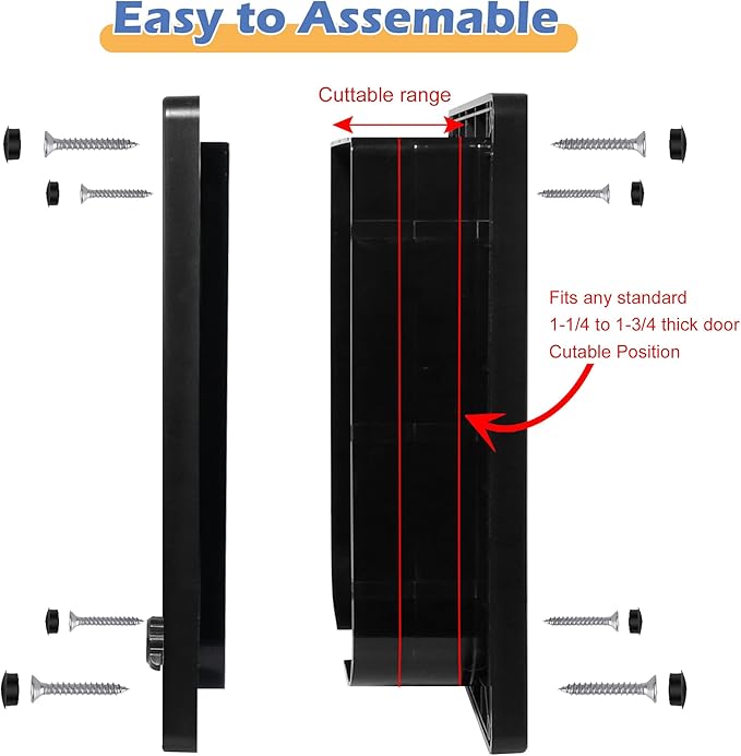 Wordcam Large Cat Door(Outer Size 10.7'' x 9.5''), Robust Cat Door for Interior Exterior Doors, 4 Way Lockable Cat Flap Door, Pet Door for Cats Kitty Kittens Doggies (Black, L)