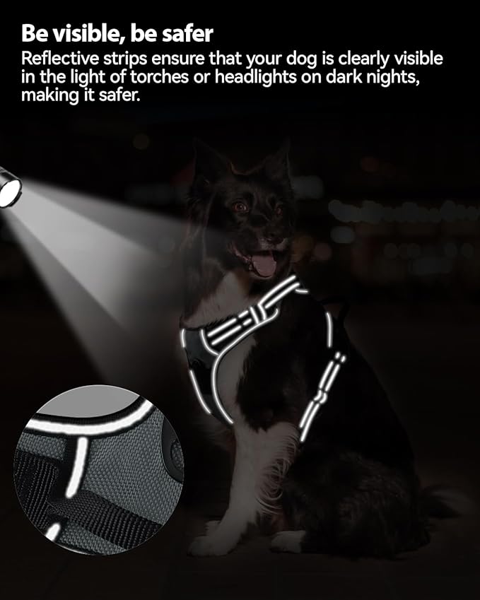 Joytale No Pull Dog Harness for Extra Large Dogs, Reflective Pet Vest with Front Clip, Adjustable Soft Padded Harnesses with Easy Control Handle for Training and Walking, Gray, XL