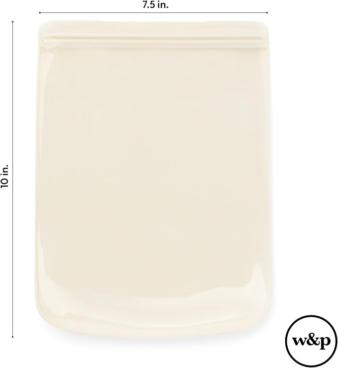 W&P Porter Silicone Reusable Storage Bag, Sandwich (46oz Flat), Blush, Food Storage Container, Microwave and Dishwasher Safe, Easy Cleaning