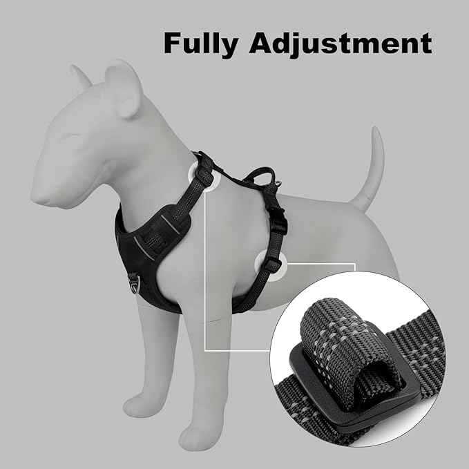 Plutus Pet No Pull Dog Harness, Reflective Adjustable Dog Vest Harness with Handle, Escape Proof, Soft Padded for Small Medium Large Dogs (Black, S)