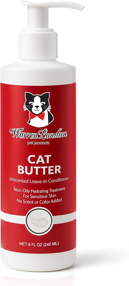 Warren London Cat Hydrating Butter | Unscented Leave-in Conditioner Lotion for Soft, Shiny Fur | Deep Moisture & Detangling for All Breeds