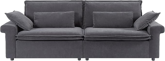 94 Inch Sofa, Oversized Couch with Wide Arms, Modern 2-Seater Sofa w/Throw Pillows, Chenille Fabric, Deep Seat Cushion, Easy Assembly, Comfy Couch for Living Room, Apartment, Office, Dark Grey