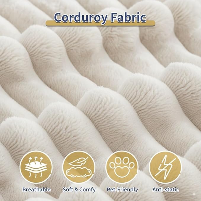 100.7" Boneless Couches for Living Room, Fully Memory Foam Sofa with Deep Seat, L Shape Sectional Couch Corduroy Fabric, Compressed Sofa in a Box,No Assembly Required (Beige, Right Facing Chaise)