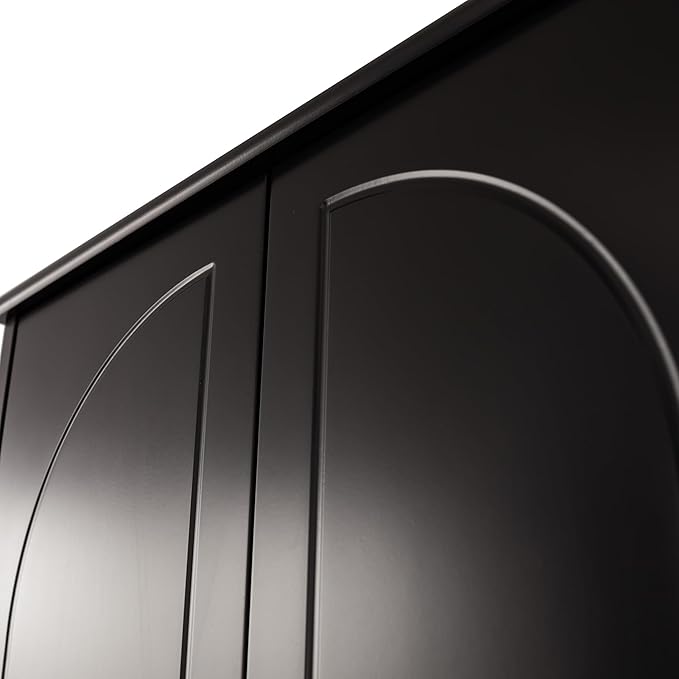 Bathroom Storage Cabinet with Adjustable Wood Shelves, Unique Arched Groove Design On The Door, Wall Mounted with Towels Bar, Over The Toilet Storage Cabinet with DTC Silent Buffering Hinge