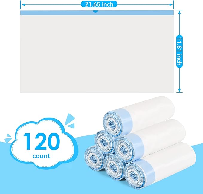 Cat Litter Bags 120 Count, 21.65"x11.8" Drawstring Close Litter Box Liners for Automatic Litter Box,Thick Cat Poop Bags,Easy to Clean,Heavy Duty Robot Bag for Self-Cleaning Box