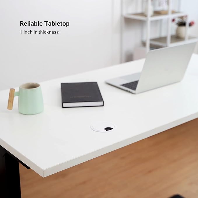 Progressive Desk Stand Up Electric Standing Desk, Compact Home Office Table, Black Frame and Gray Oak MDF Tabletop Prime Ryzer 42" x 24"