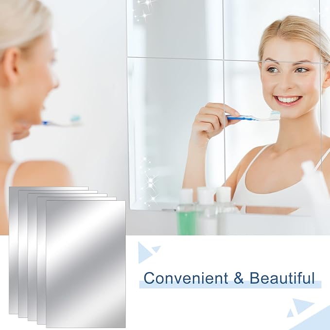 Tuanse 80 Piece Flexible Plastic Mirror Sheets for Home Decoration, Wall Mount, Rectangular, 9 x 6 Inch