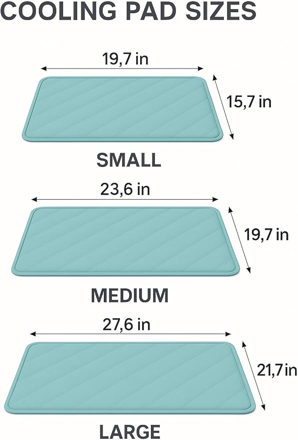 Blue Cooling Mat & Sleeping Pad | Water Absorption | Safe Materials | Easy Carry & Clean | Ideal Cooling Pad for Dogs and Cats | Perfect for Camping, Crates, and Pet Beds | 23.6"L x 19.7"W x 0.8"Th