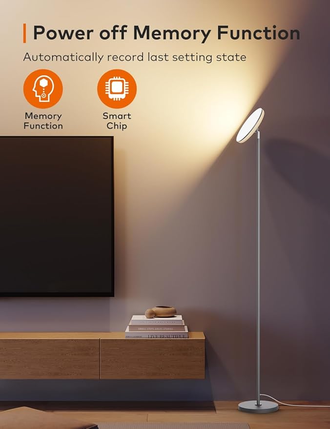 Bright Floor Lamp,42W 3700LM LED Torchiere Floor Lamps for Living Room, 71in. Modern Tall Standing Light with Remote,Color & Brightness Dimmable Sky Light,1/2/3H Timer for Bedroom,Office(Gray)