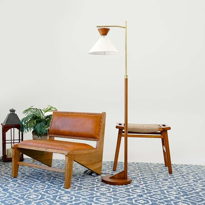 Floor Lamp with Foot Switch, Modern Standing Lamp with Linen Shade, Tall Reading Lamp for Living Room,Bedroom,Office,Study Room