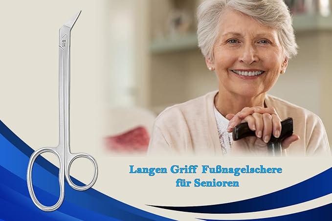 SMI 18 cm Long Handle Toenail Scissors for Seniors - Podiatrist Clippers for Disabled, Thick & Ingrown Nails - Stainless Steel Cutters